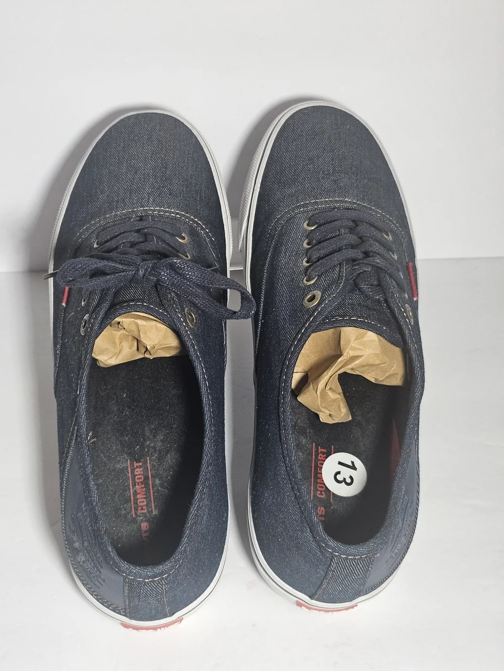 Levi's Comfort Tech Denim Sneakers Mens Size 13 Preppy Lace Up Casual Skate Shoe